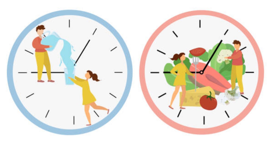 https://www.istockphoto.com/vector/intermittent-fasting-concept-dial-with-people-pouring-water-and-eating-food-scheme-gm1189885766-337071543
